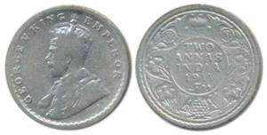 George V, Silver 2 Annas, 1911, Calcutta Mint (Prid 564). Fine+.