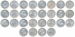 George V, Silver ¼ Rupee, 1919 (6), 1925 (2), 1928, 1934 (4), 1936 Bombay & Calcutta Mints