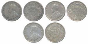 George V, Silver ½ Rupee, 1912, 1913 & 1915, Calcutta Mint, (Prid 319, 320 & 322). Very Fi