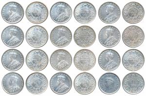 George V & George VI, Silver ½ Rupee, 1914, 1926,1928 (3), 1936 (6), 1939, Bombay & Calcut