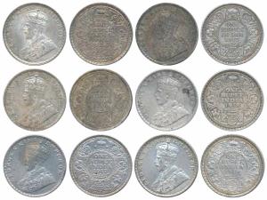 George V, Silver Rupee (6), 1914, 1916, 1917 (2), 1918, 1919. Very Fine+ to Uncirculated. 