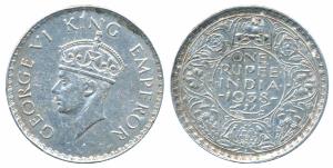 George VI, Silver Rupee, 1938, Bombay Mint, A / I / with dot, (Prid 234). About Extremely 