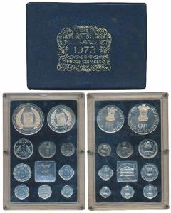 1973 Proof Set, Work and Food For All, set of 10, 1 Paisa to Rupees 50. In near immaculate