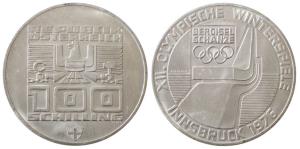 Austria, Silver 100 Shillings, 23.82g, 1976, Olympics Innsbruck, (KM 2929). Uncirculated.