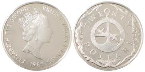 British Virgin Islands, Elizabeth II, Silver 20 Dollars, 19g, 1985, Astrolabe (KM 63).Proo