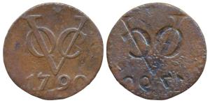 Netherlands East Indies, Copper Duit, 2.33g, rev. VOC and date 1746, Brockage, nice deep a