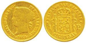 Philippines, Isabel, Gold 1 Peso, 1.69g (KM 142). Fine+.