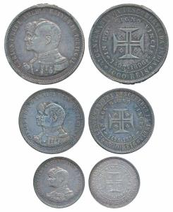 Portugal, Carlos I, Silver 1000, 500 and 200 Reis, 1898, 400th Anniversary of Discovering 