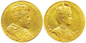 Edward VII Coronation, Gold Medal, 17.26g, 9th August 1902, obv. Crowned bust of Edward VI