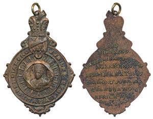 Aga Khan Diamond Jubilee 1885-1945 Imamat Nickel Medal, a die cut medal, bust in centre wi