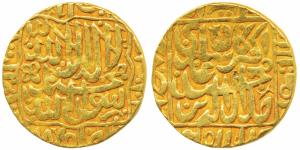 Gold Token, stylization that of an Akbar Gold Mohur, 10.78g, obv. Kalima within scalloped 