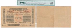 Government of India, Uniface, Rupees 5, red under print, Bombay circle, signed H. F. Howar