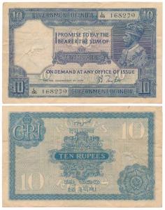 George V, Rupees 10, 2nd issue, 1926, signed J. B. Taylor, (J&R 3.7.2). Very Fine, Scarce.