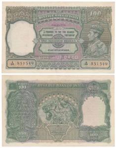 George VI, Rupees 100, 1938, Calcutta, signed J. B. Taylor, (J&R 4.7.1B). Extremely Fine, 