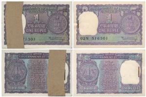Rupee 1 bundle (2), 1978 & 1979, signed Manmohan Singh, (IPM# A-38). Uncirculated. (200)