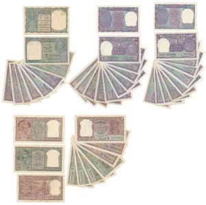 Rupee 1 (33), many different dates and signatures, including signed K. G. Ambegaonkar (2);