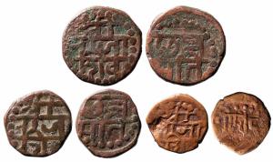 Dotted ‘Shivrai’ issued at the time of coronation, 12.800; 7.900 and 3.80g, Obv. Shree / R