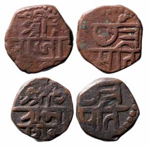 Dotted ‘Shivrai’ issued later, 10.00g, Obv. Shree / Raja / Shiv, Rev. Chhatra / Pati, A cr