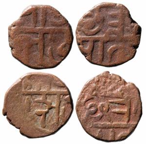 8.300 and 9.10g, Obv. Shree / Raja / Sau, Rev. Chhatra / Pati (2)