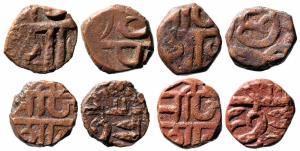 6.100g, 6.300g & 6.50g, Obv. Shree / Raja / Shau, Rev. Chhatra / Pati, Total 4 coins. Thes