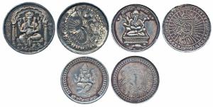 Silver Bar (3), each 5g, obv. Ganeshji, rev. OM; rev. Shri Sava. Extremely Fine. (3)