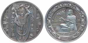 Silver Medallion, 50g, obv. Shreenathji of Nathdwara, obv. Thakurjee standing under an arc