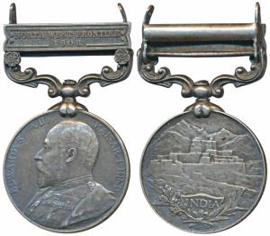 India General Service Medal, Edward VII, Silver, North West Frontier 1908 bar, awarded to 