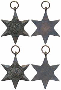 Pacific Star & Burma Star Medal, Bronze (MYB 181 & 182). Extremely Fine. (2)