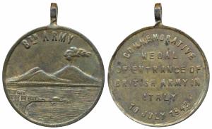 Bronze Medal, 12.6g, Commemorative Medal of Entrance of British Army in Italy, 10 July 194