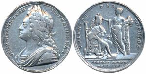 George II (1727-1760), Coronation 1727, the official silver medal, 18.33g, obv. laureate b