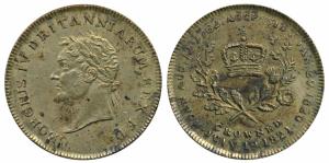 George IV, Brass Medalet, Coronation, obv. bust of the ruler to left, rev. crown within wr
