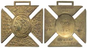 Victoria’s Diamond Jubilee Medal, Copper Cross, obv. matured bust of the Queen, rev. crown