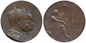 Edward VII Coronation Medal, Copper, 113.5g, obv. conjoined bust of Edward VII and Queen A