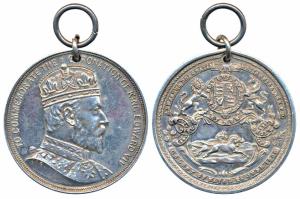 Edward VII Coronation Medal, Silver, obv. bust of the ruler to right, rev. coat of arms wi