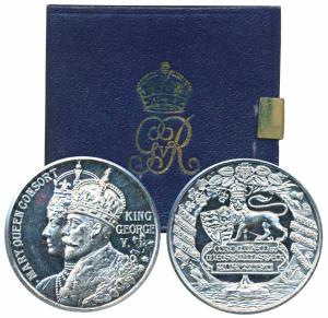 George V Coronation, White Metal, obv. conjoined busts of George V and Mary, rev. a crowne