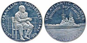 Silver Medal, 92.3g, obv. 25th Anniversary of the Atlantic Charter, rev. Franklin D. Roose