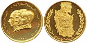 Iran, Muhammad Reza Pahlavi, Gold Proof Medal, 50g, "Three Generations of the Pahlavi Dyna