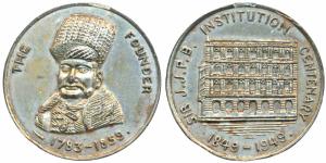 Sir Jamshedji Jeejeebhoy, 1st Baronet (1783-1859 AD), Nickel Medal, 35.87g, obv. bust of t