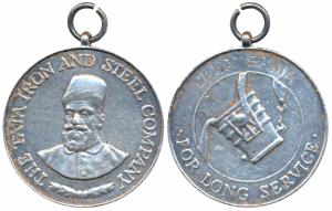 Tata Iron and Steel Company, Silver, For Long Service, obv. bust of Jamshedji Tata, rev. n