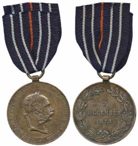 Austro-Hungarian Empire, Silver Jubilee of Franz Joseph I, Bronze, 1873. obv. portrait of 