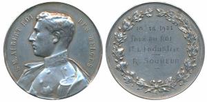 Belgium, Silver Gilt Bronze, 1921, obv. portrait of King Albert, rev. date and recipients 