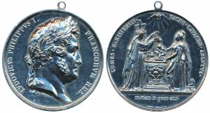 France, Louis Phillip, Silver Gilt Bronze, 60g, 1841, obv. bust of the emperor, rev. Bapti