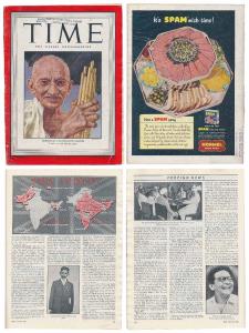Time Magazine, June 30 1947, Mahatma Gandhi featured on the cover page and caption below “