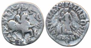 Indo-Greeks, Antimachus II (c. 174-165 BC), Silver Drachma, 2.23g, obv. king on horseback 