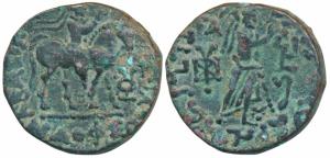 Indo-Parthian, Gondophares (c. 40-5 BC), Copper Tetradrachm, 10.05g, obv. king mounted on 