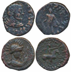Early Kushanas, Kujula Kadphises (c. 30-80 AD), Copper Tetradrachm, 7.26g, obv. diademed a