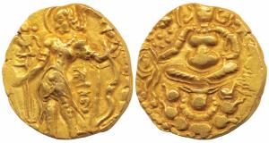 Guptas, Skandagupta (c. 455-480 AD), Gold Heavy Dinar, 9.13g, ‘Archer’ type, obv. king nim