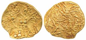 Chalukyas of Kalyana, Jayasimha II Jagadekamalla (1015-1043 AD), Gold Pagoda, 3.47g, Punch