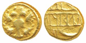 Vijayanagar Empire, Achyuta Deva Raya (1529-1542 AD), Gold Pagoda, 3.39g, obv. Gandabherun