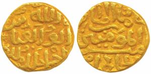 Muhammad III bin Tughluq (AH 725-752; 1325-1351 AD), Gold Tanka, 11g, citing Abbasid calip